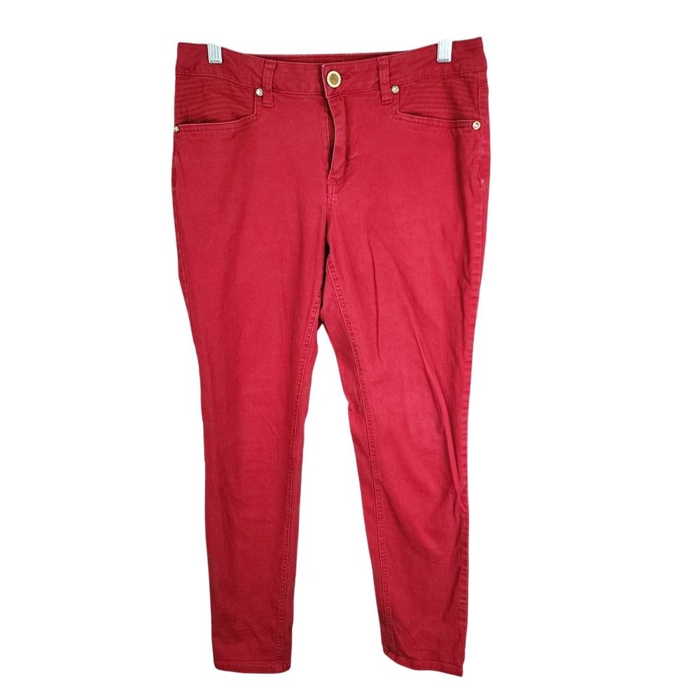 Womens Red New Directions Weekend Jeans Skinny Mid Rise Stretch Cotton Blend 10